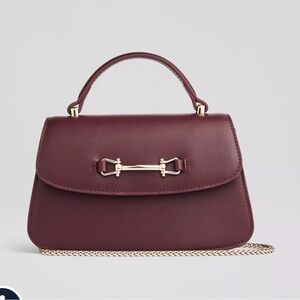 LK Bennett Mini Top-Handle Bag in Burgundy